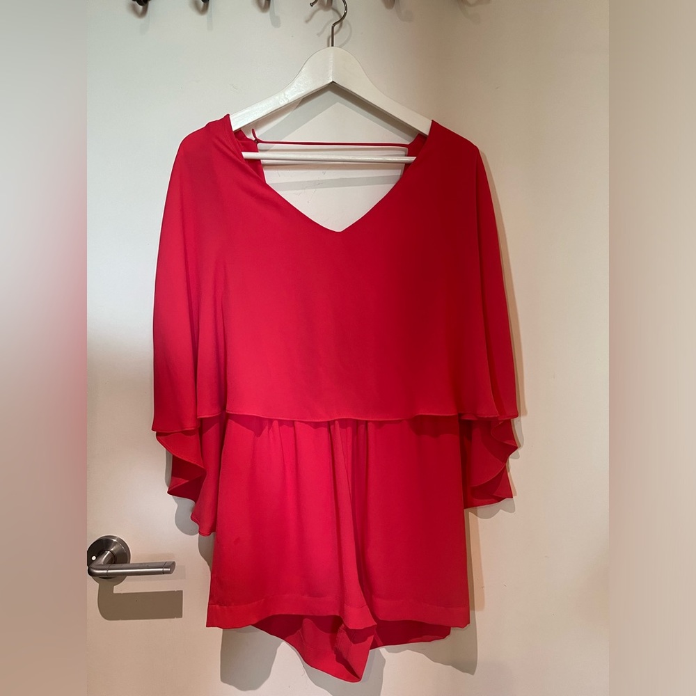 BCBG Max Azria Carrie Cape Romper Pink Size S